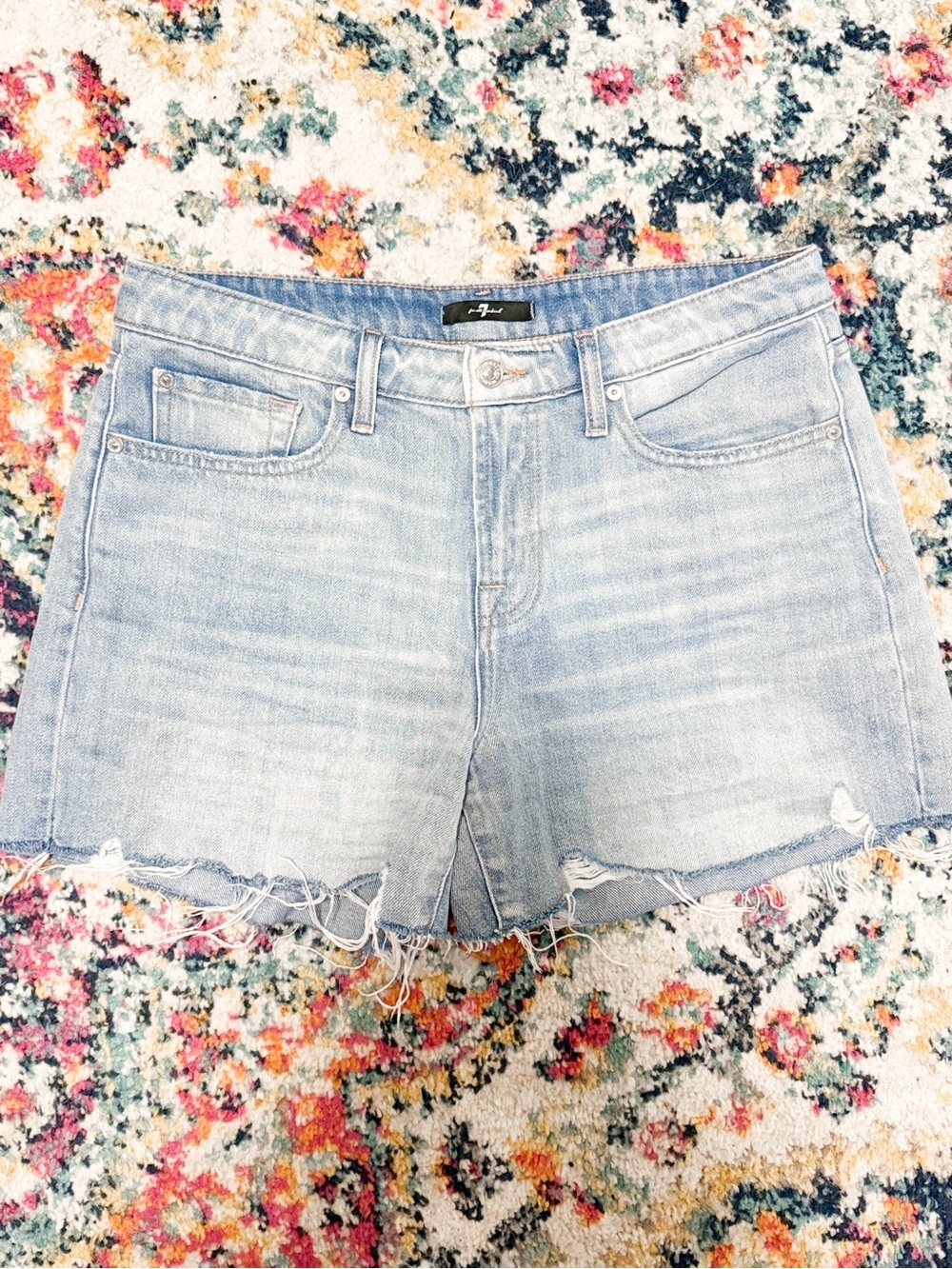 7 For All Mankind Monroe Long Short Time Off Vintage Cut Hem - Picture 4 of 8